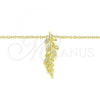 Sterling Silver Pendant Necklace, Leaf Design, with White Micro Pave, Polished, Golden Finish, 04.336.0025.2.16