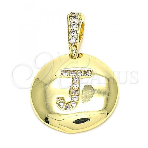 Oro Laminado Fancy Pendant, Gold Filled Style Initials Design, with White Cubic Zirconia, Polished, Golden Finish, 05.341.0016