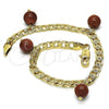 Oro Laminado Charm Bracelet, Gold Filled Style Curb Design, Polished, Golden Finish, 03.63.2073.08