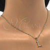 Oro Laminado Fancy Pendant, Gold Filled Style Initials Design, with White Cubic Zirconia, Polished, Golden Finish, 05.26.0024