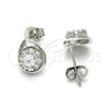 Sterling Silver Stud Earring, Teardrop Design, with White Cubic Zirconia, Polished, Rhodium Finish, 02.285.0008