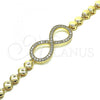 Oro Laminado Fancy Bracelet, Gold Filled Style Infinite Design, with White Micro Pave, Polished, Golden Finish, 03.283.0160.08