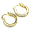Oro Laminado Small Hoop, Gold Filled Style with White Cubic Zirconia, Polished, Golden Finish, 02.210.0294.20