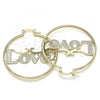 Oro Laminado Medium Hoop, Gold Filled Style Nameplate and Love Design, Polished, Golden Finish, 02.213.0221.40