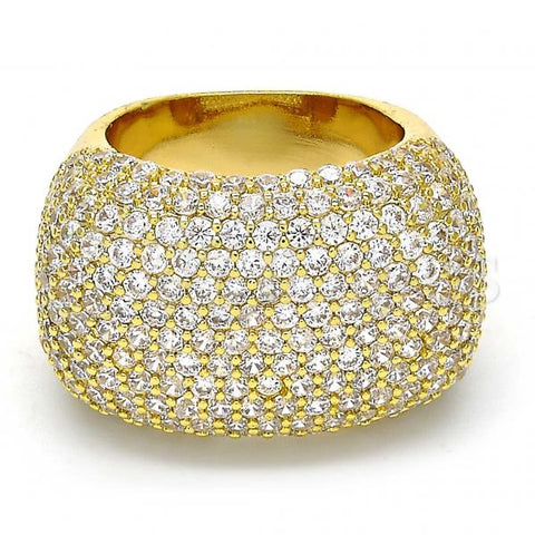 Oro Laminado Multi Stone Ring, Gold Filled Style with White Cubic Zirconia, Polished, Golden Finish, 01.99.0029.08 (Size 8)