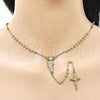 Oro Laminado Thin Rosary, Gold Filled Style San Judas and Crucifix Design, Polished, Golden Finish, 09.213.0052.18