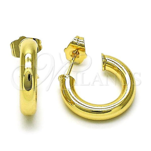 Oro Laminado Small Hoop, Gold Filled Style Hollow Design, Polished, Golden Finish, 02.163.0298.20