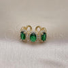 Oro Laminado Multi Stone Ring, Gold Filled Style with Green Cubic Zirconia and White Micro Pave, Polished, Golden Finish, 01.284.0089.3