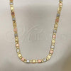 Oro Laminado Basic Necklace, Gold Filled Style Mariner Design, Diamond Cutting Finish, Tricolor, 04.65.0200.24