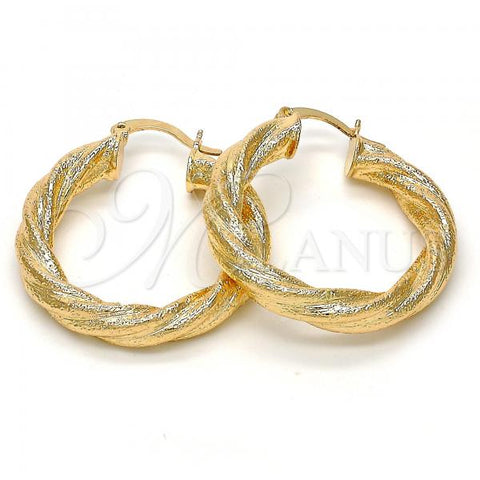 Oro Laminado Medium Hoop, Gold Filled Style and Hollow Matte Finish, Golden Finish, 02.170.0132.30