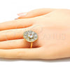 Oro Laminado Multi Stone Ring, Gold Filled Style with White Cubic Zirconia, Polished, Golden Finish, 01.210.0100.07 (Size 7)