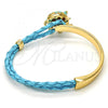 Oro Laminado Individual Bangle, Gold Filled Style Elephant Design, with White Crystal, Turquoise Enamel Finish, Golden Finish, 07.179.0001.4 (06 MM Thickness, One size fits all)