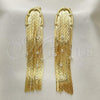 Oro Laminado Long Earring, Gold Filled Style with White Crystal, Diamond Cutting Finish, Golden Finish, 02.341.0142