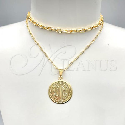 Oro Laminado Fancy Necklace, Gold Filled Style Polished, Golden Finish, 04.58.0028.20