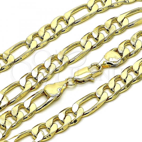 Oro Laminado Basic Necklace, Gold Filled Style Figaro Design, Polished, Golden Finish, 04.213.0284.24