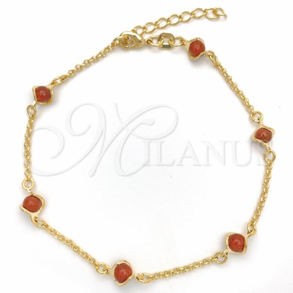 Oro Laminado Basic Bracelet, Gold Filled Style Paperclip Design, Polished, Golden Finish, 03.02.0091.07