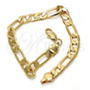 Gold Tone Basic Bracelet, Figaro Design, Polished, Golden Finish, 04.242.0019.08GT