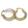 Oro Laminado Small Hoop, Gold Filled Style Diamond Cutting Finish, Tricolor, 02.65.2605.25