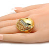 Oro Laminado Multi Stone Ring, Gold Filled Style with White Crystal, Polished, Golden Finish, 01.241.0021.07 (Size 7)