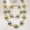 Oro Laminado Necklace and Bracelet, Gold Filled Style Ball and Hollow Design, Polished, Two Tone, 06.341.0013.1