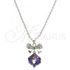 Rhodium Plated Pendant Necklace, Bow Design, with Aurore Boreale Swarovski Crystals and White Micro Pave, Polished, Rhodium Finish, 04.239.0024.1.16