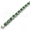 Rhodium Plated Tennis Bracelet, with Green and White Cubic Zirconia, Polished, Rhodium Finish, 03.210.0071.6.08
