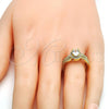 Oro Laminado Multi Stone Ring, Gold Filled Style with White Cubic Zirconia and White Crystal, Polished, Golden Finish, 01.99.0065.09 (Size 9)