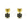 Oro Laminado Stud Earring, Gold Filled Style with Black Cubic Zirconia, Polished, Golden Finish, 02.213.0358.3