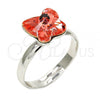 Rhodium Plated Multi Stone Ring, Butterfly Design, with Rose Peach Swarovski Crystals, Polished, Rhodium Finish, 01.239.0007.4 (One size fits all)