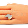 Oro Laminado Multi Stone Ring, Gold Filled Style with White Micro Pave, Polished, Golden Finish, 01.266.0042.07