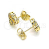 Oro Laminado Stud Earring, Gold Filled Style Heart Design, with Garnet Micro Pave, Polished, Golden Finish, 02.156.0622.1