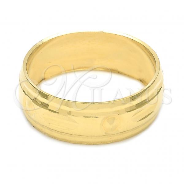 Oro Laminado Wedding Ring, Gold Filled Style Diamond Cutting Finish, Golden Finish, 5.164.032.06 (Size 6)