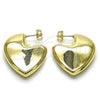 Oro Laminado Stud Earring, Gold Filled Style Heart and Hollow Design, Polished, Golden Finish, 02.163.0371