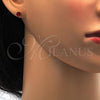 Stainless Steel Stud Earring, with Orange Red Crystal, Polished, Golden Finish, 02.271.0008.11