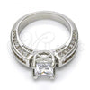 Oro Laminado Multi Stone Ring, Gold Filled Style with White Cubic Zirconia, Polished, Rhodium Finish, 01.94.0003.1.08 (Size 8)