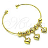 Oro Laminado Individual Bangle, Gold Filled Style Heart Design, Polished, Golden Finish, 07.93.0015