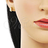 Oro Laminado Stud Earring, Gold Filled Style Teardrop Design, Polished, Golden Finish, 02.195.0266