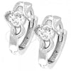 Sterling Silver Huggie Hoop, with White Cubic Zirconia, Polished, Rhodium Finish, 02.176.0025