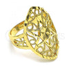 Oro Laminado Elegant Ring, Gold Filled Style Sun and Filigree Design, Diamond Cutting Finish, Golden Finish, 01.233.0028.09