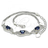 Sterling Silver Fancy Bracelet, with Sapphire Blue and White Cubic Zirconia, Polished, Rhodium Finish, 03.286.0014.3.07