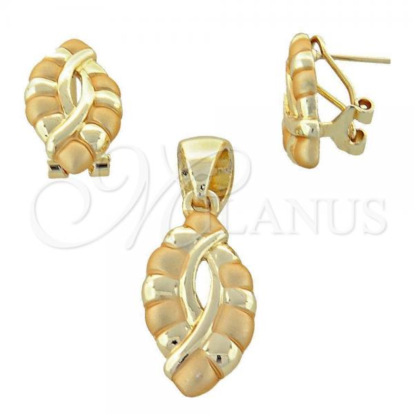 Oro Laminado Earring and Pendant Adult Set, Gold Filled Style Golden Finish, 10.59.0186
