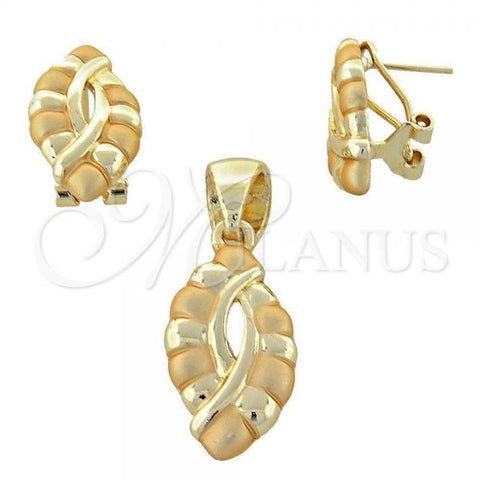 Oro Laminado Earring and Pendant Adult Set, Gold Filled Style Golden Finish, 10.59.0186