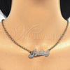 Oro Laminado Pendant Necklace, Gold Filled Style Nameplate Design, Polished, Tricolor, 04.63.1384.1.18