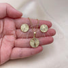 Oro Laminado Earring and Pendant Adult Set, Gold Filled Style Diamond Cutting Finish, Golden Finish, 10.413.0003