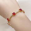 Oro Laminado Fancy Bracelet, Gold Filled Style with Garnet and White Cubic Zirconia, Polished, Golden Finish, 03.283.0311.4.07