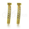 Oro Laminado Stud Earring, Gold Filled Style with White Micro Pave, Polished, Golden Finish, 02.195.0155