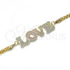 Oro Laminado Fancy Bracelet, Gold Filled Style Nameplate and Love Design, Polished, Tricolor, 03.63.1972.1.08