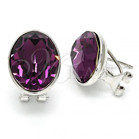 Rhodium Plated Stud Earring, with Amethyst Swarovski Crystals, Polished, Rhodium Finish, 02.239.0015.7