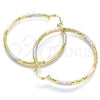 Oro Laminado Large Hoop, Gold Filled Style Diamond Cutting Finish, Tricolor, 02.170.0250.60