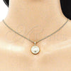 Oro Laminado Pendant Necklace, Gold Filled Style Heart Design, with White Micro Pave, Polished, Golden Finish, 04.156.0348.20